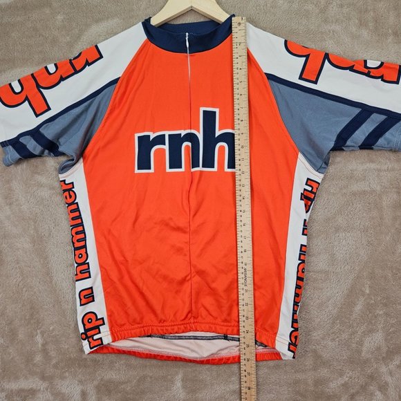 rnh bike Cycle 3/4 Zip Cycling Jersey Men's Size L Orange T-Shirt Short Sleeve - Picture 4 of 10